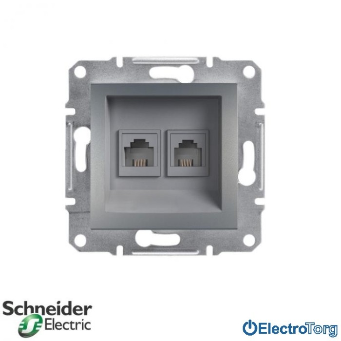 купить купить Розетка телефонная двойная четырехконтактная сталь Asfora Schneider Electric (Шнайдер Электрик)  