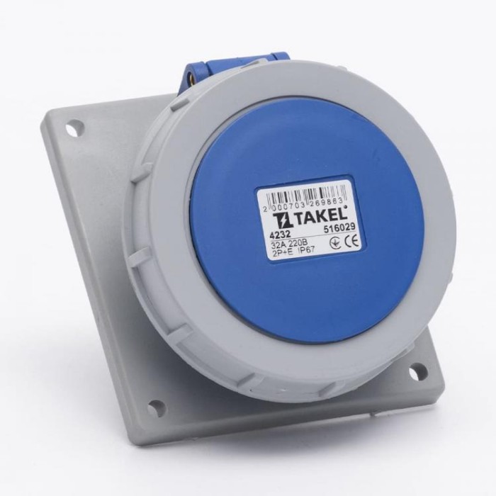 Розетка стаціонарна внутрішня 4232 32А 230В 2Р+Е IP67 Argent TAKEL