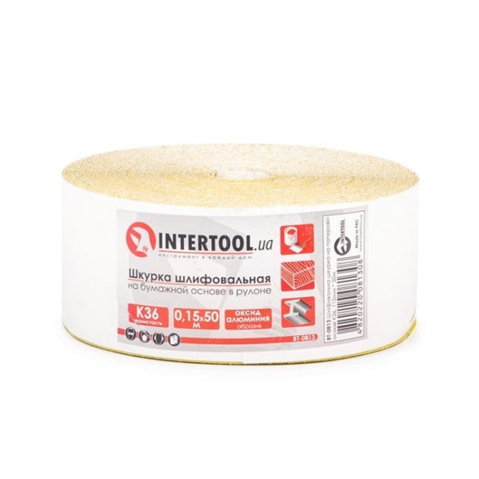 купить купить Шлифовальная шкурка на бумажной основе К36, 115мм*50м INTERTOOL BT-0813  