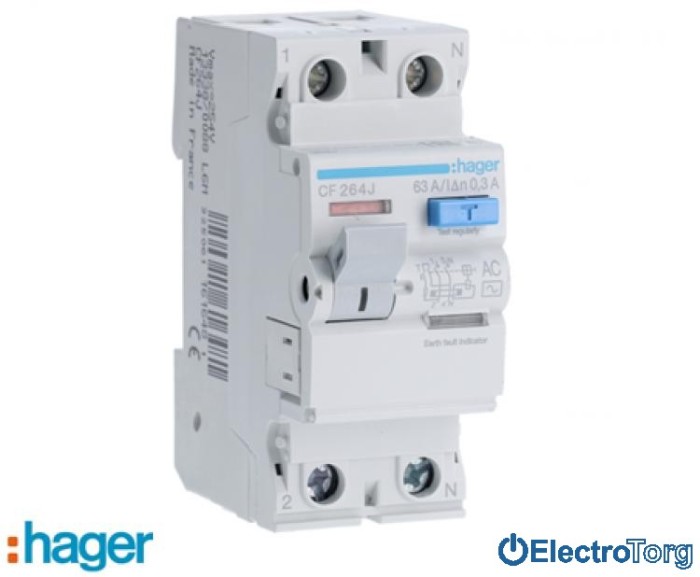 купить купить УЗО 2P 63A 300mA AC Hager (Хагер)  