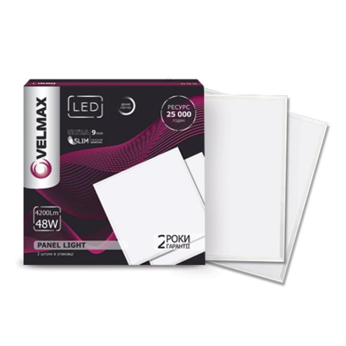 купить купить LED светильник V-UPS, 48W, панель, 595*595mm, 6200K, 4200Lm, с блоком питания VELMAX  