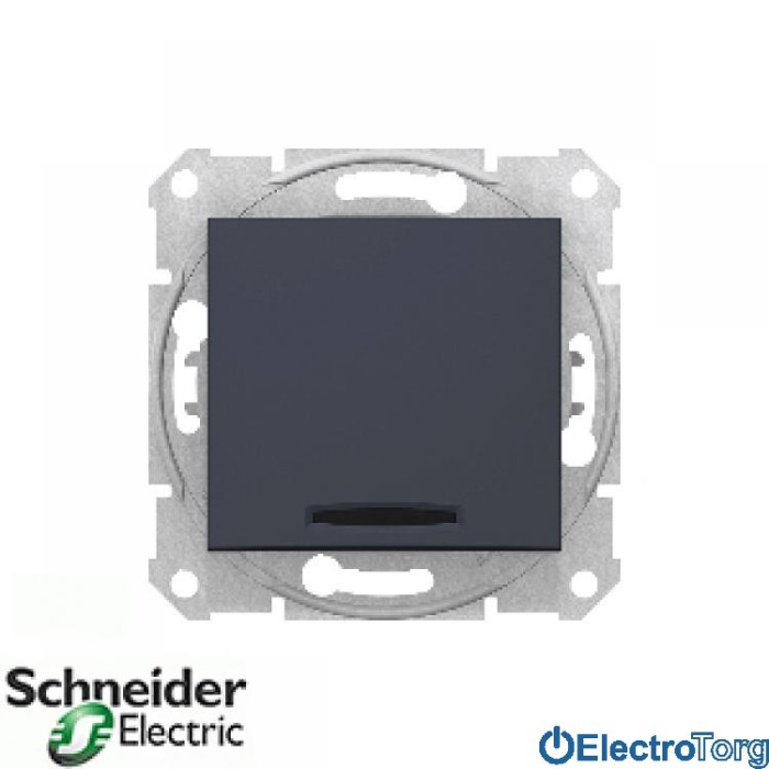 Кнопочный выключатель с подсветкой графитовый Sedna Schneider Electric (Шнайдер Электрик)
