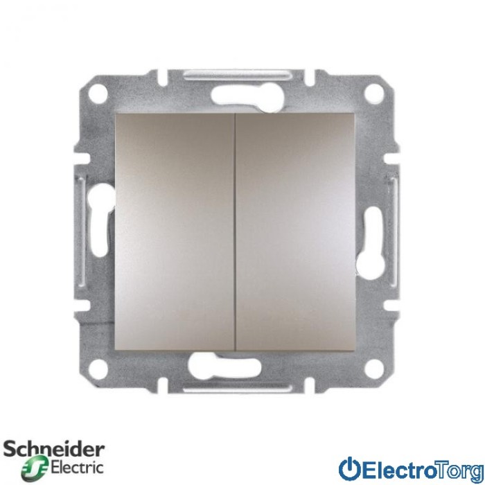 Выключатель двухклавишный бронза Asfora Schneider Electric (Шнайдер Электрик)
