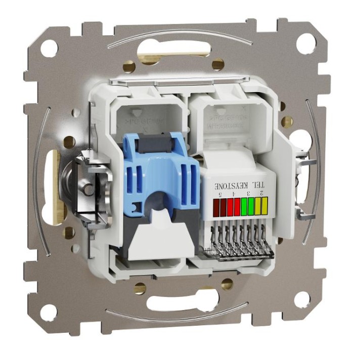 Розетка телекомунікаційна RJ45+RJ11 6UTP, береза, Sedna Design&amp;Elements Schneider Electric