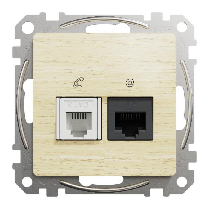Розетка телекомунікаційна RJ45+RJ11 6UTP, береза, Sedna Design&amp;amp;Elements Schneider Electric