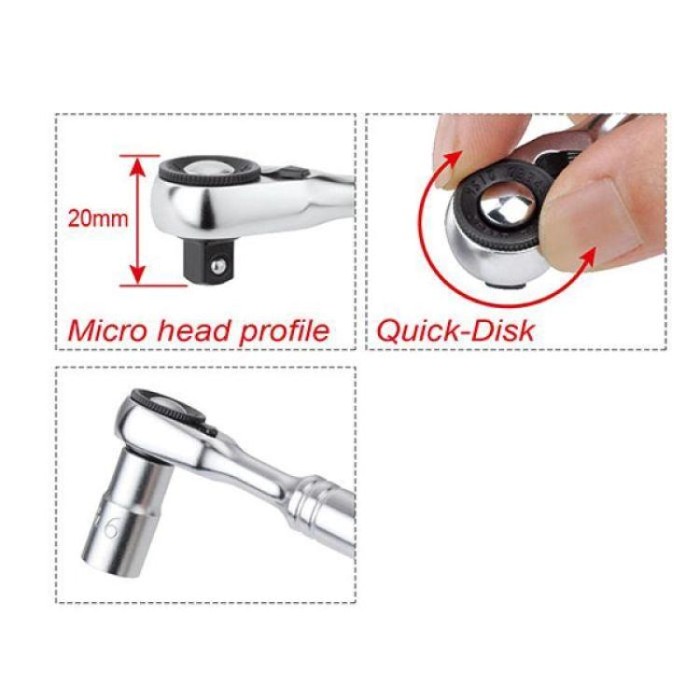 купить купить Трещотка мини 1/4&quot; TOPTUL 60 зубцов, быстрый диск CHDU0801  