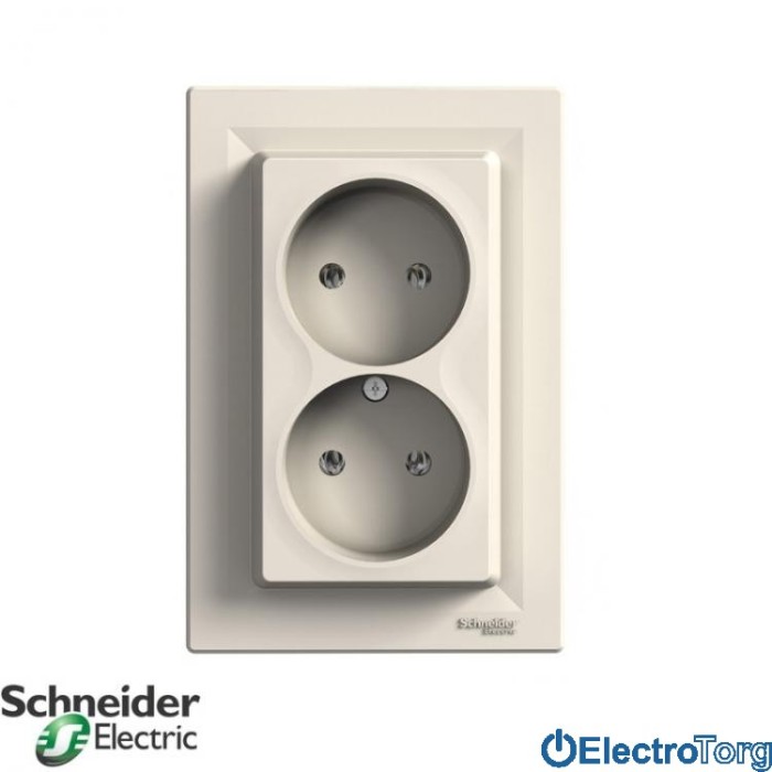 Розетка без заземлением двойная кремовая Asfora Schneider Electric (Шнайдер Электрик)
