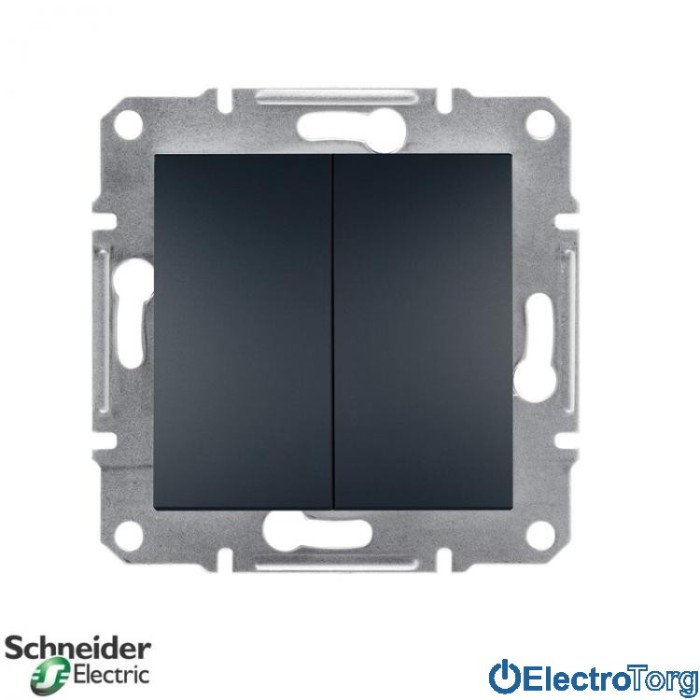 Выключатель двухклавишный антрацит Asfora Schneider Electric (Шнайдер Электрик)