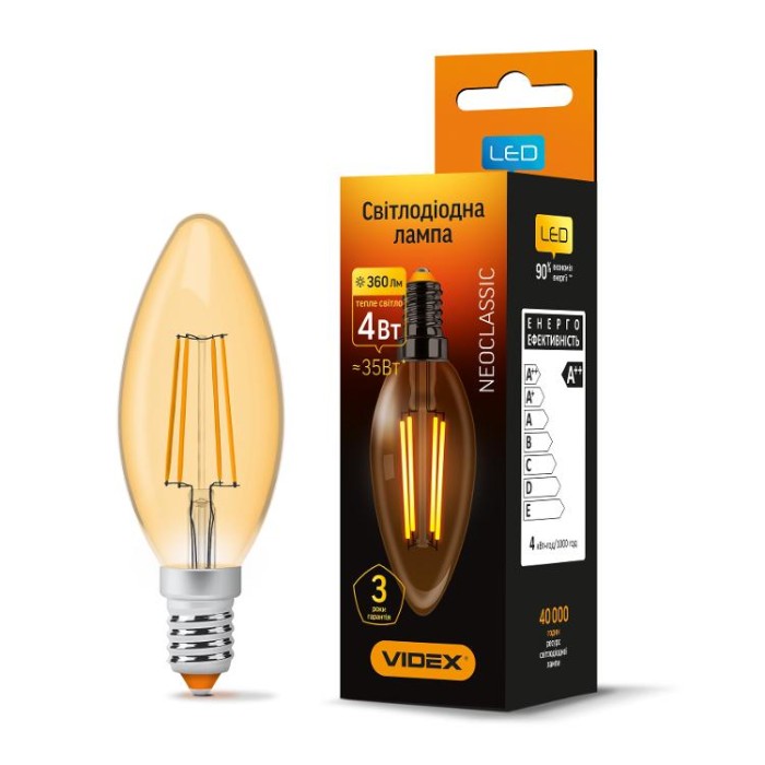 купить купить LED лампа VIDEX Filament C37FA 4W E14 2200K  