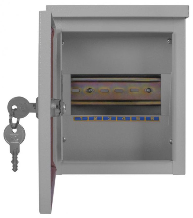 Корпус e.mbox.stand.n.06.z металлический, под 6мод., герметический IP54, навесной, с замком E.NEXT