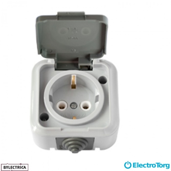 купить купить Розетка 1-я с з/к IP-54 Пралеска Аква РА 16-297 (03) BYLECTRICA  