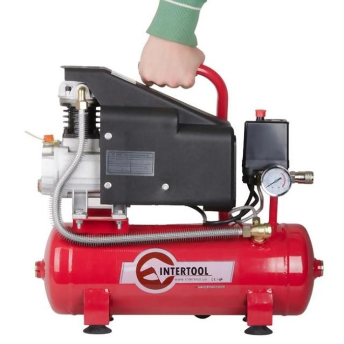 купить купить Компрессор 9 л, 0.75 кВт, 220 В, 8 атм, 160 л/мин INTERTOOL PT-0002  