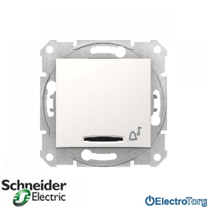 Кнопочный выключатель с символом звонка с подсветкой модуль слоновая кость Sedna Schneider Electric (Шнайдер Электрик)