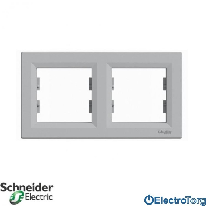 Рамка 2-постовая горизонтальная алюминий Asfora Schneider Electric (Шнайдер Электрик)