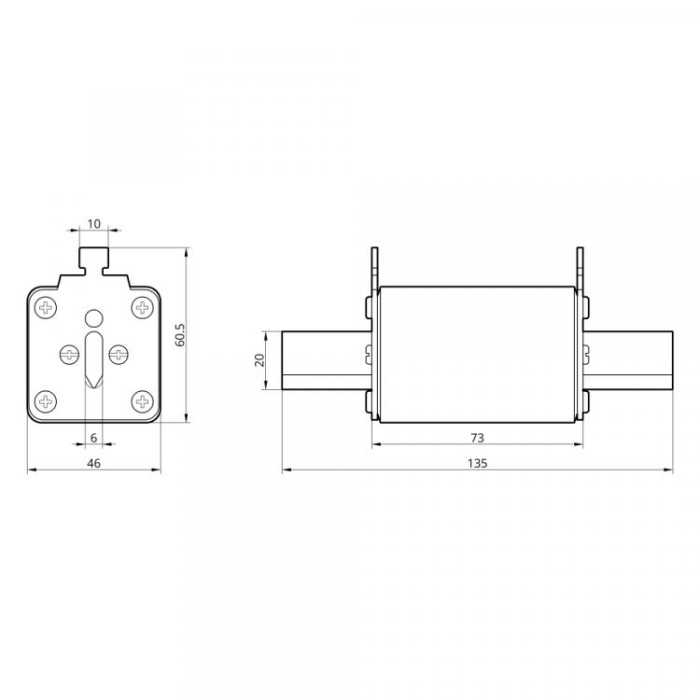Плавка вставка запобіжника NH1 250А 80V DC TAKEL
