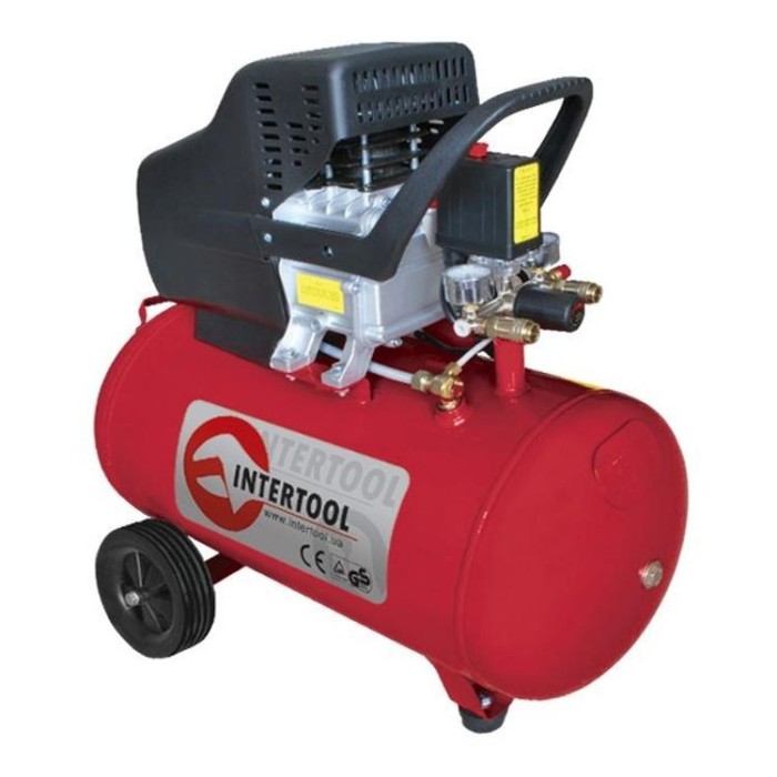 купить купить Компрессор 50 л, 1.5 кВт, 220 В, 8 атм, 206 л/мин. INTERTOOL PT-0003  