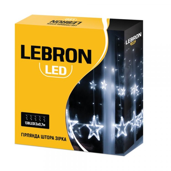 купить купить Гирлянда штора-звезда 3х0,7м 138Led белая IP20 Lebron  