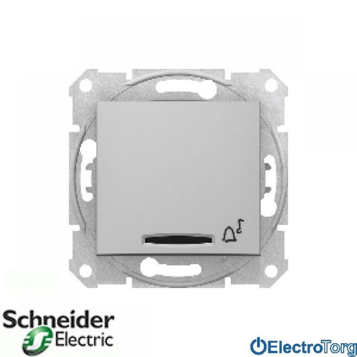 Кнопочный выключатель с символом звонка с подсветкой алюминиевый Sedna Schneider Electric (Шнайдер Электрик)