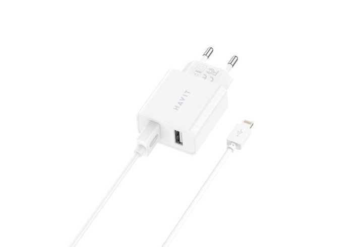 купить купить Зарядний пристрій HAVIT HV-ST115 2USB з кабелем Lightning  