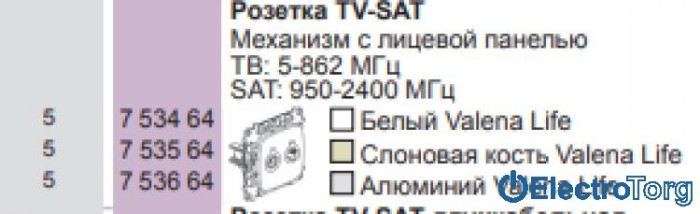 купить купить Механизм розетки телевизионной TV-SAT с топологией звезда алюминиевый Valena LIFE Legrand  