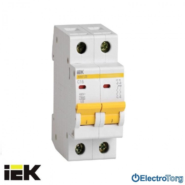 купить купить Автоматический выключатель ВА47-29 2P 4,5кА D 16A ИЭК(IEK)  