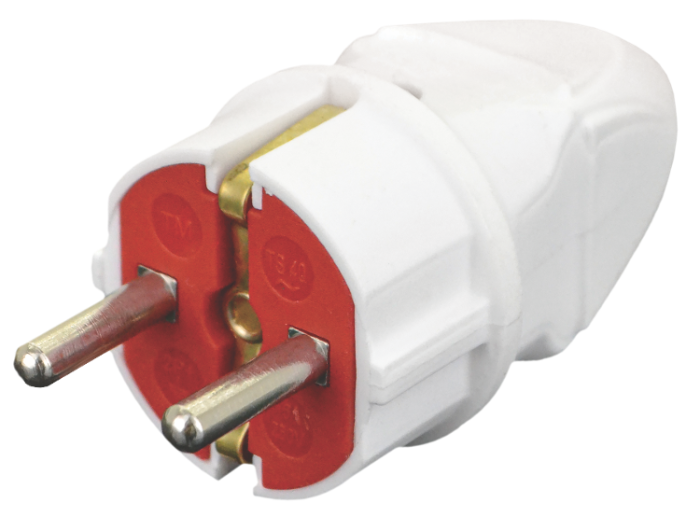 Вилка з/з, 16А, сапфір, біла, AY-KA, (77 135 00)