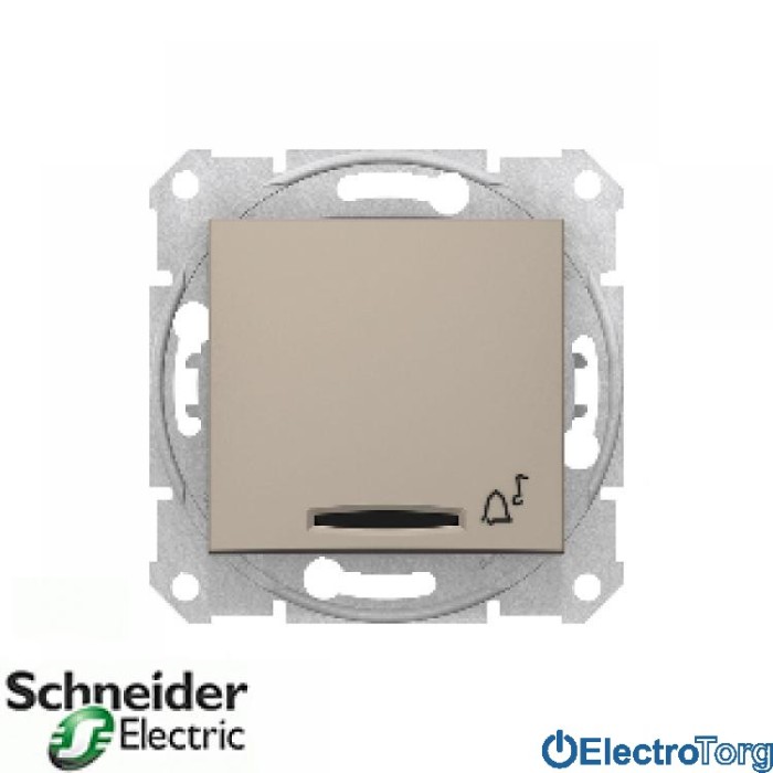 Кнопочный выключатель с символом звонка с подсветкой титановый Sedna Schneider Electric (Шнайдер Электрик)