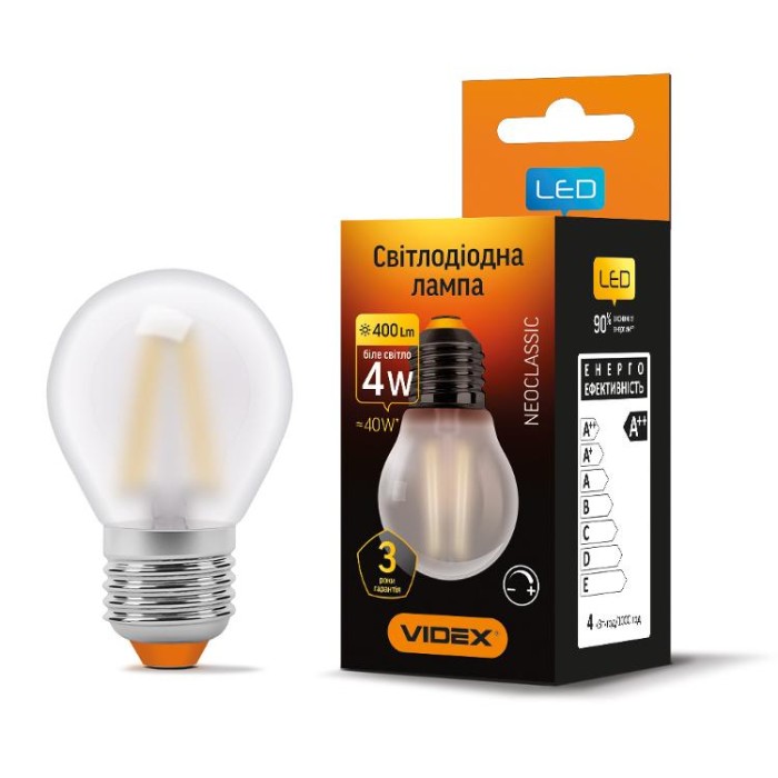 купить купить LED лампа VIDEX Filament G45FMD 4W E27 4100K дімерна  