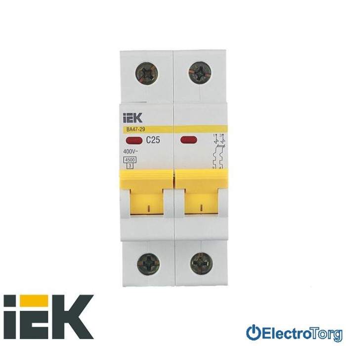 купить купить АВТОМАТИЧЕСКИЙ ВЫКЛЮЧАТЕЛЬ ВА47-29 2P 4,5КА B 20A ИЭК(IEK)  