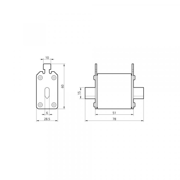 Плавка вставка запобіжника NH00 160А 80V DC TAKEL